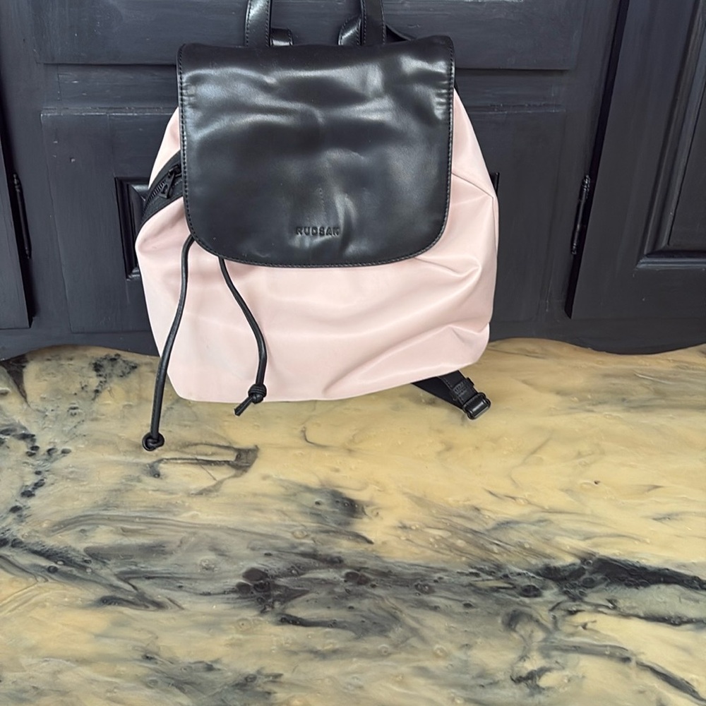 RUDSAK Pink and Black Backpack with Drawstring Closure